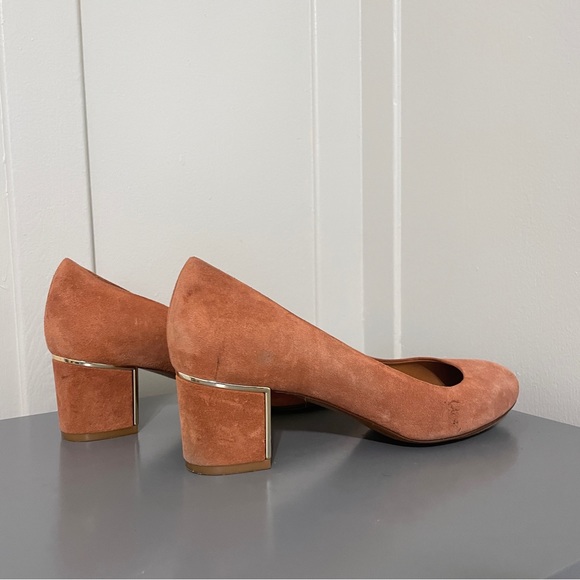 Sezane Low Helena Courts Suede Heels - Pink Orange Blush Escarpins - Picture 10 of 11
